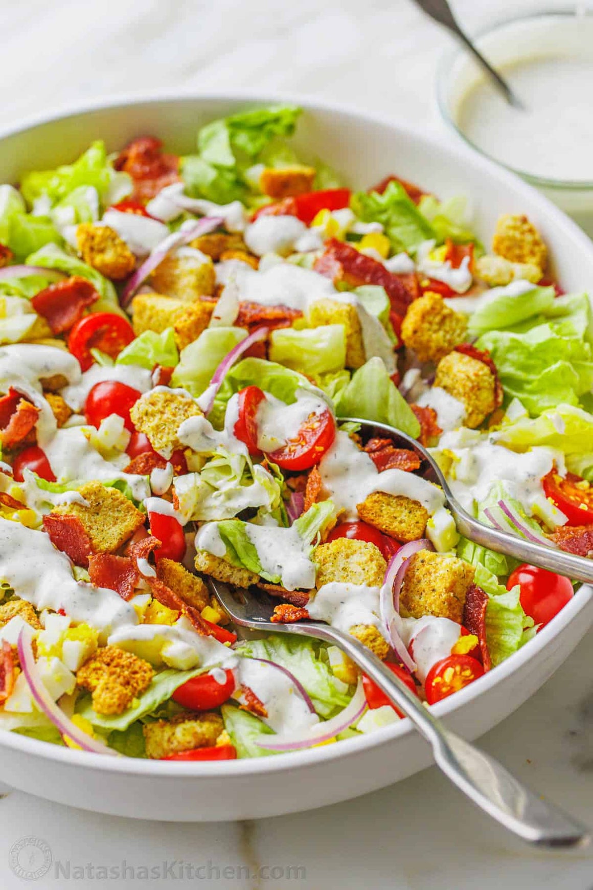 Mixed Greens Salad with Creamy Parmesan Peppercorn Dressing