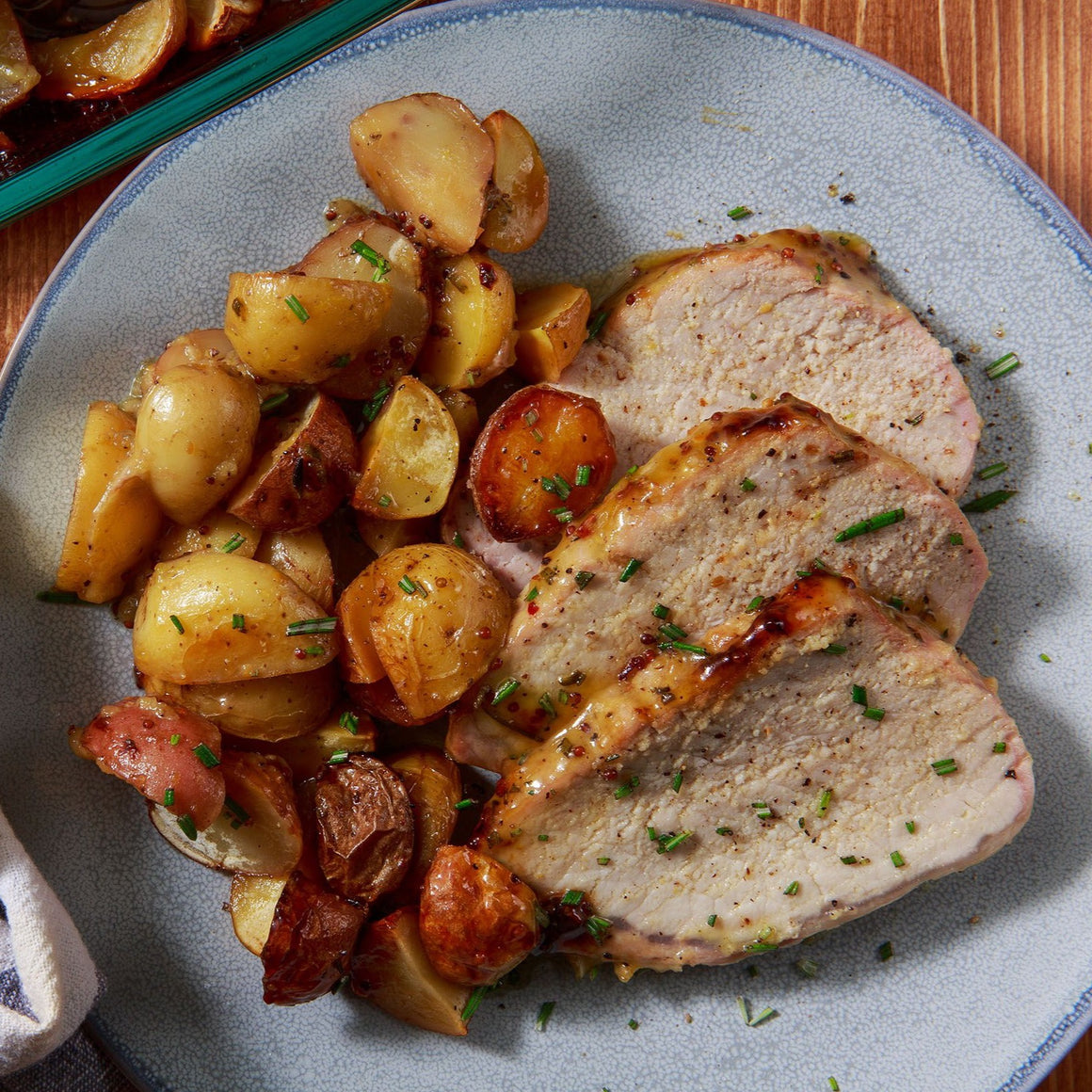 Pork Tenderloin with Roasted New Potatoes & Cheesy Broccoli (GF)